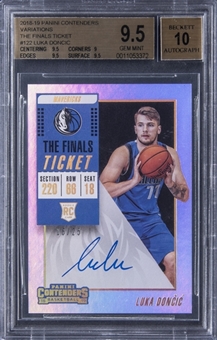 2018-19 Panini Contenders Variations "The Finals Ticket" #122 Luka Doncic Signed Rookie Card (#16/25) - BGS GEM MINT 9.5/BGS 10